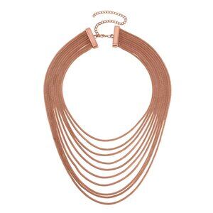 Multi Strand Mesh Chain Necklace 18.5-22.5 Inches in Rosetone - NEW